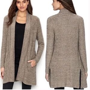 Barefoot Dreams CozyChic Lite Montecito Cardigan - Taupe Size 2X